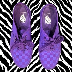 ★ Purple Monochrome Checkered Low Rise Lace Up Authentic Vans ★